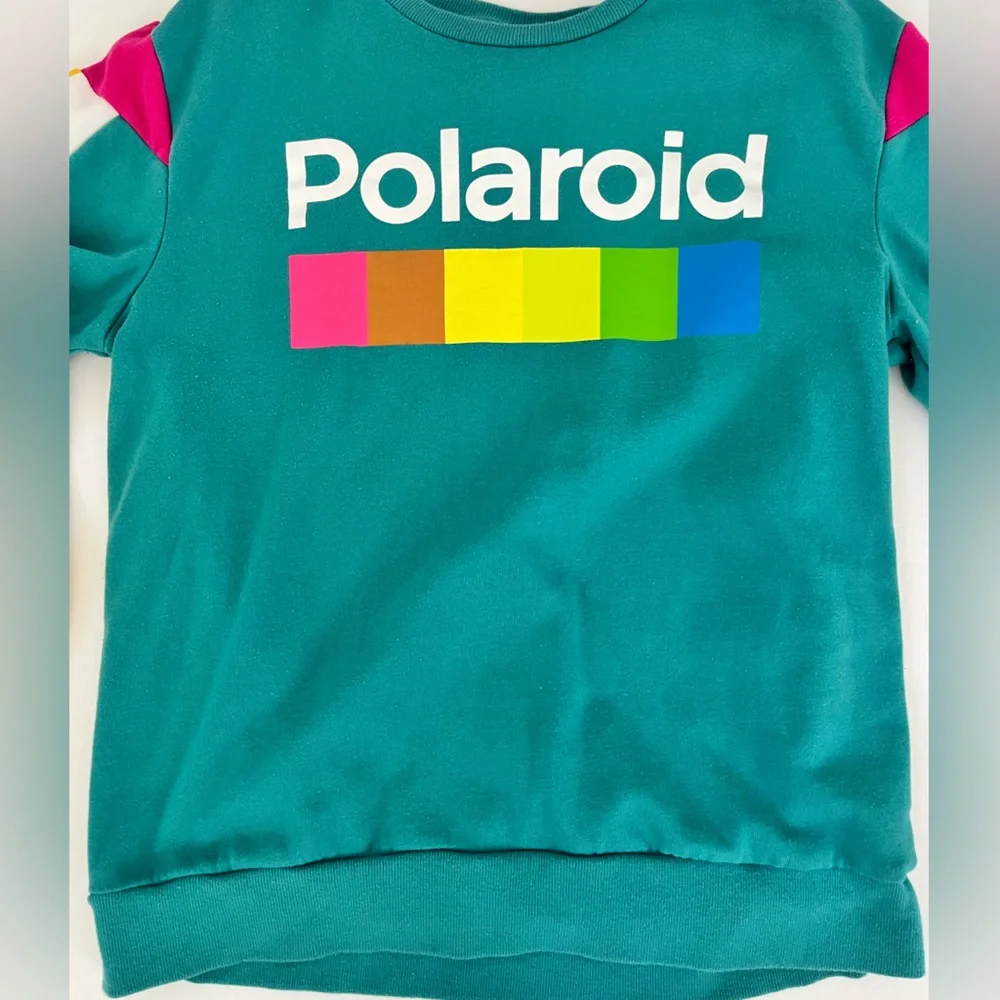 Polaroid Mens Teal Sweatshirt with Colorful Stripes clean - Picture 4 of 9